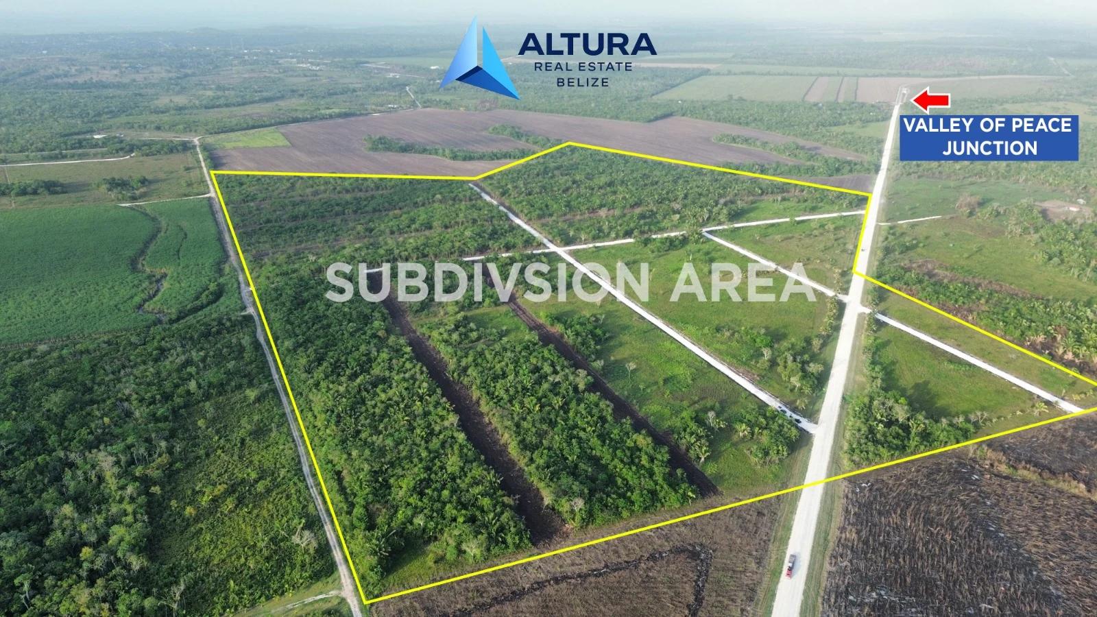 Aerial view of the Tranquility Residence tract with its boundary marked